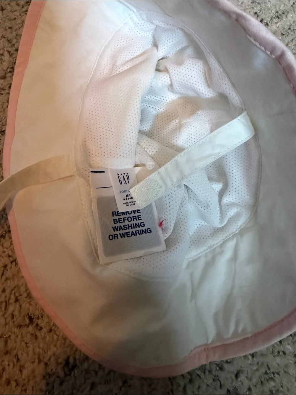 NWT GAP White Sun Hat with Pink Edge Trim size 4-5 kids